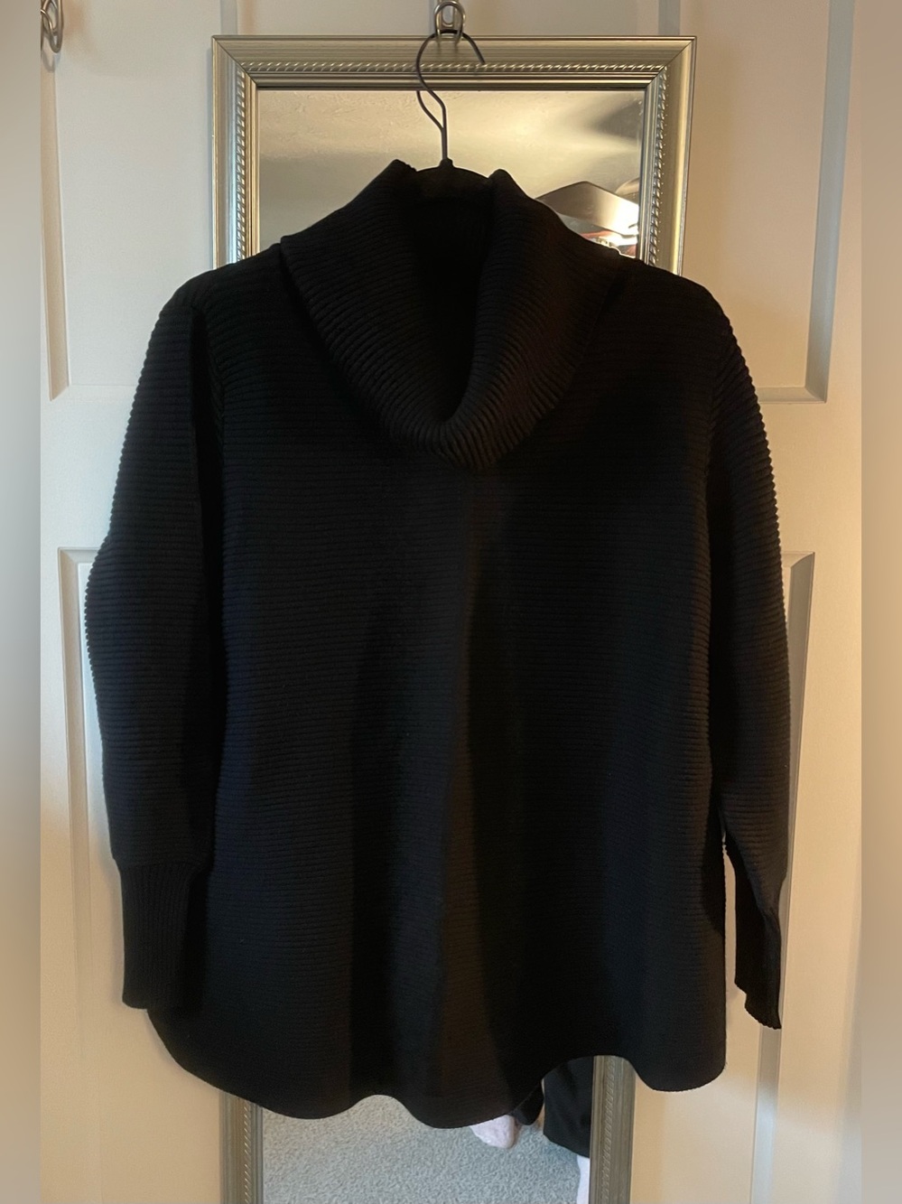Cyrus Black Cowl Neck Ribbed Knit Women's Sweater